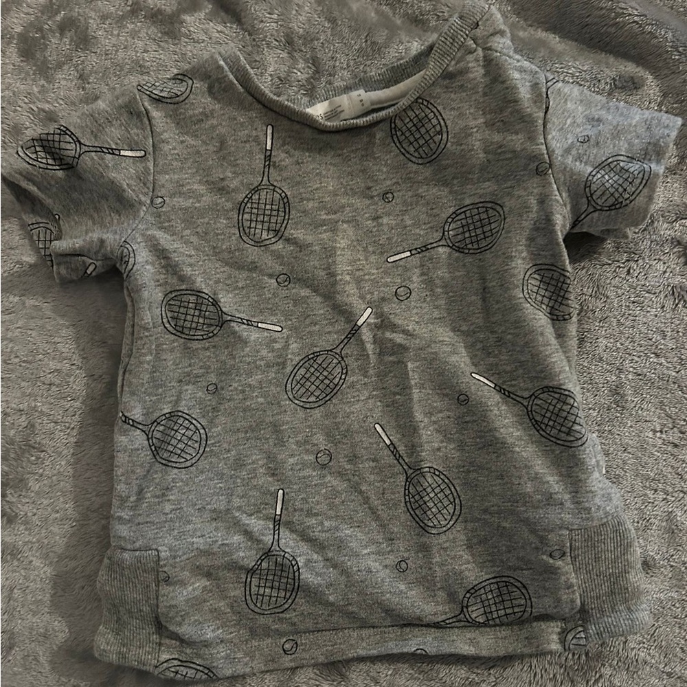Kids Miles the Label Gray Tennis Print T-Shirt
